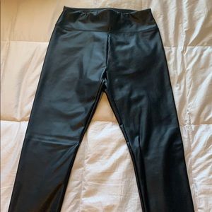 Black faux leather leggings
